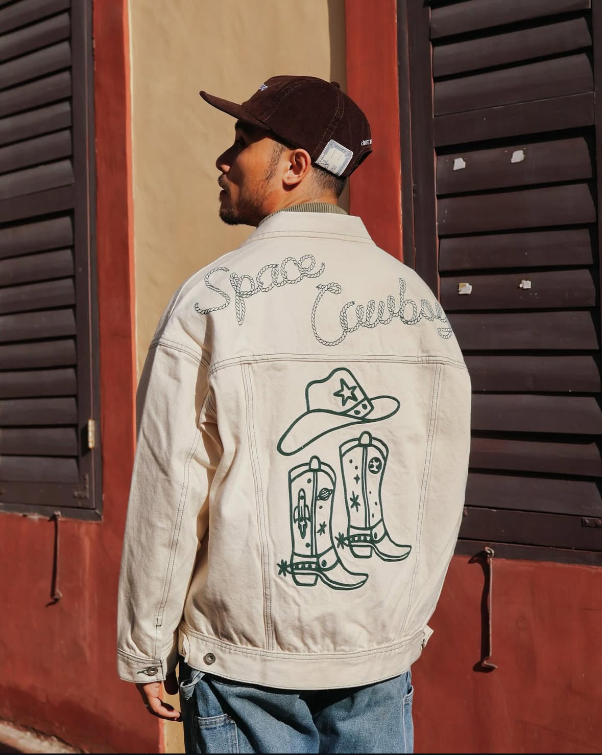 Space Cowboy White Denim Trucker Jacket