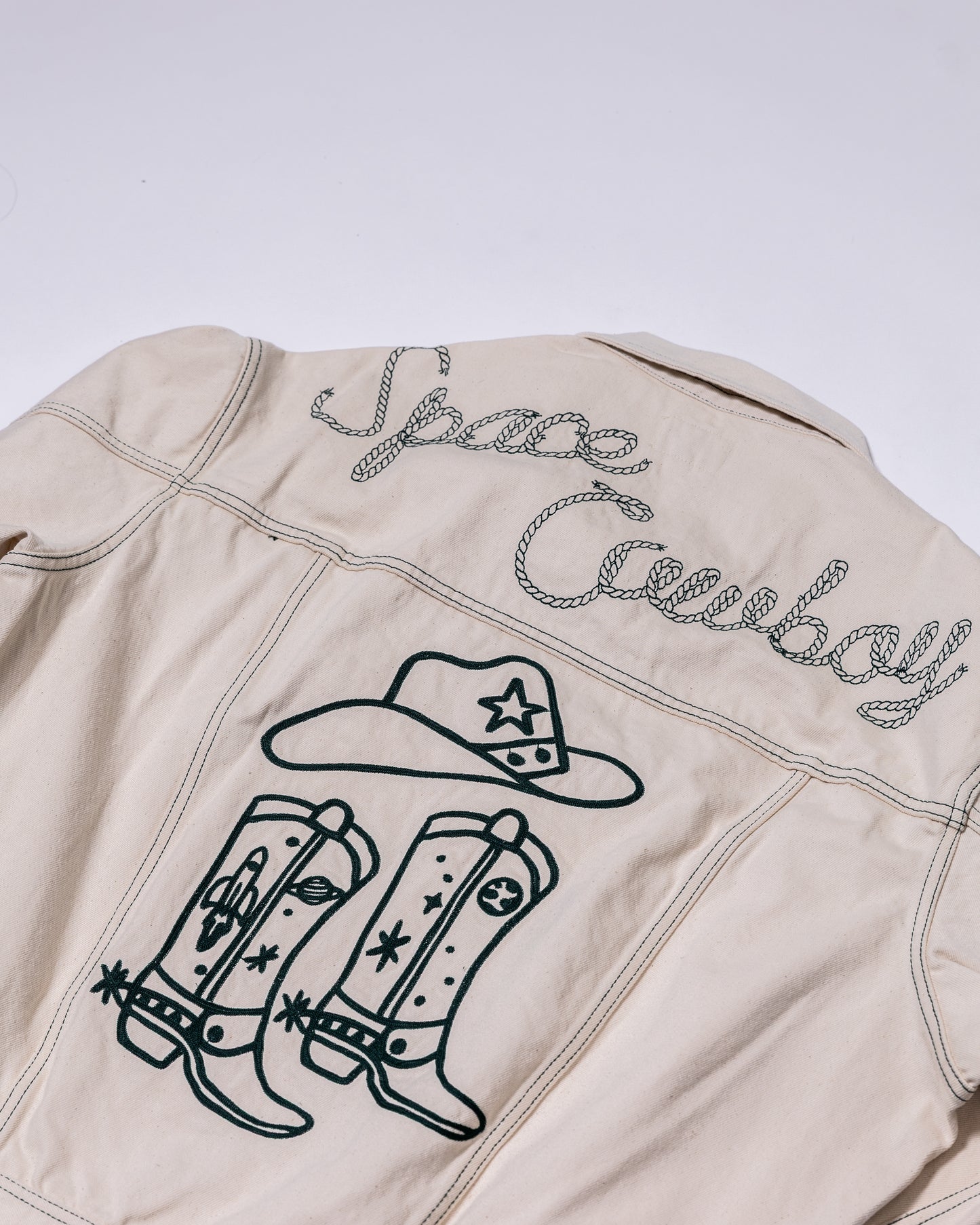 Space Cowboy White Denim Trucker Jacket