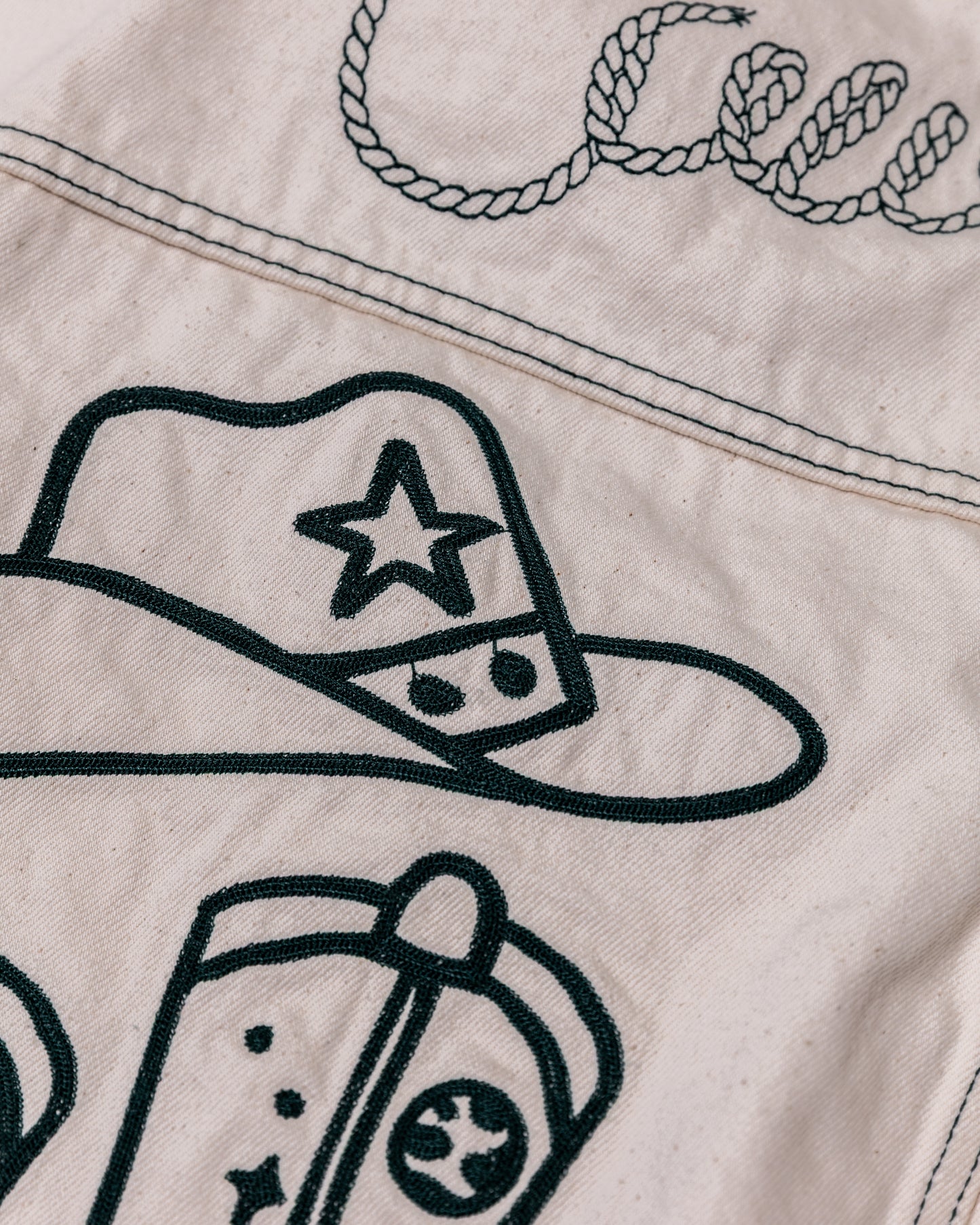 Space Cowboy White Denim Trucker Jacket
