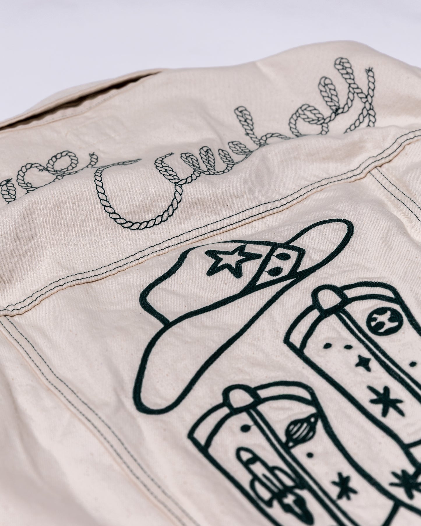 Space Cowboy White Denim Trucker Jacket