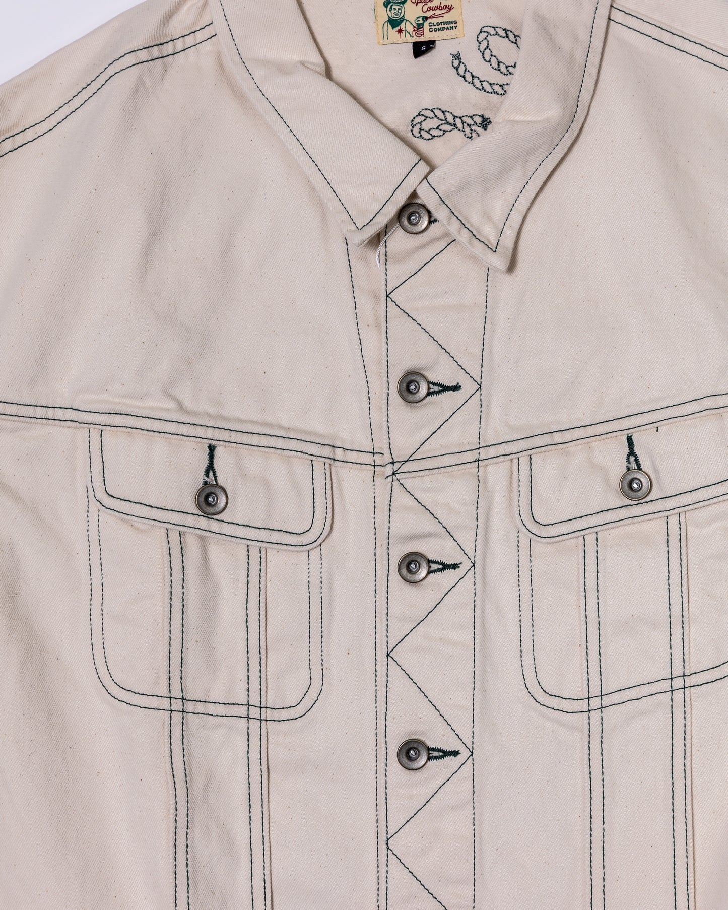 Space Cowboy White Denim Trucker Jacket